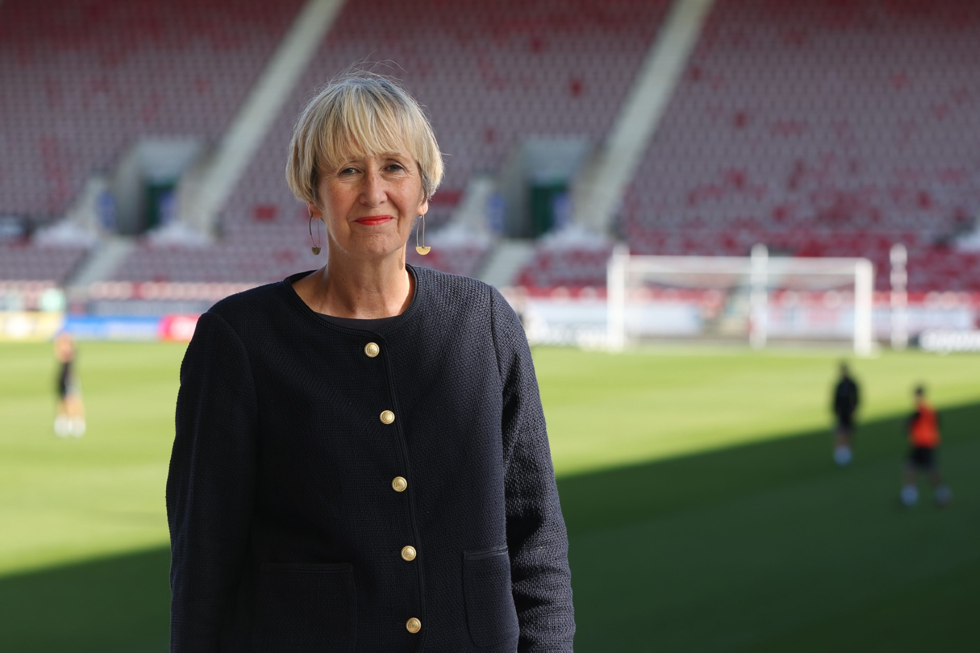 Sue Hampson wearing a balck cardigan